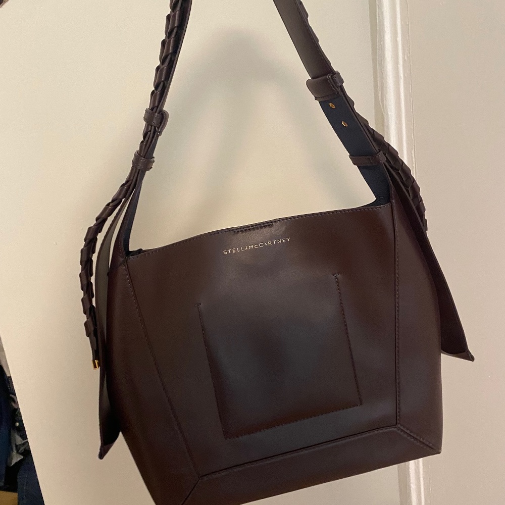 Stella McCartney Alter Braided Handle Hobo Vegan Leather Burgundy Eco Shoulder B